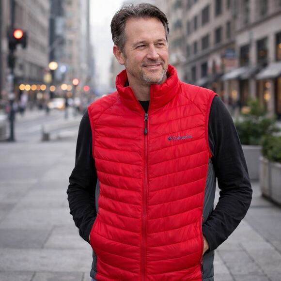 Columbia Other - Columbia Vest Men's Red and Gray South Valley Lightweight Vest, Size L